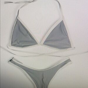 Gray and White Bikini Set